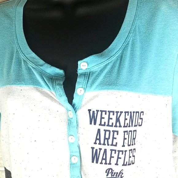 VICTORIA'S secret Pink, Teal, Cream and Gray, sleep shirt, Sz S/P - Picture 4 of 6